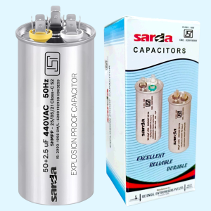 50 + 2.5 MFD Aluminium Body Multi-Capacitor 440VAC for Air Conditioners | Heavy-Duty Motor Run Capacitor | High-Performance Cooling Component