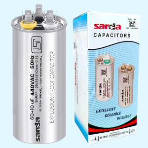60 + 10 MFD Aluminium Body Multi-Capacitor 440VAC for Air Conditioners | Heavy-Duty Motor Run Capacitor | High-Performance Cooling Component