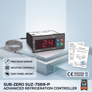Subzero Temperature Controller LED Display 230 V -45℃ To +99℃ 20 A Relay Panel Mount, SZ-7569P